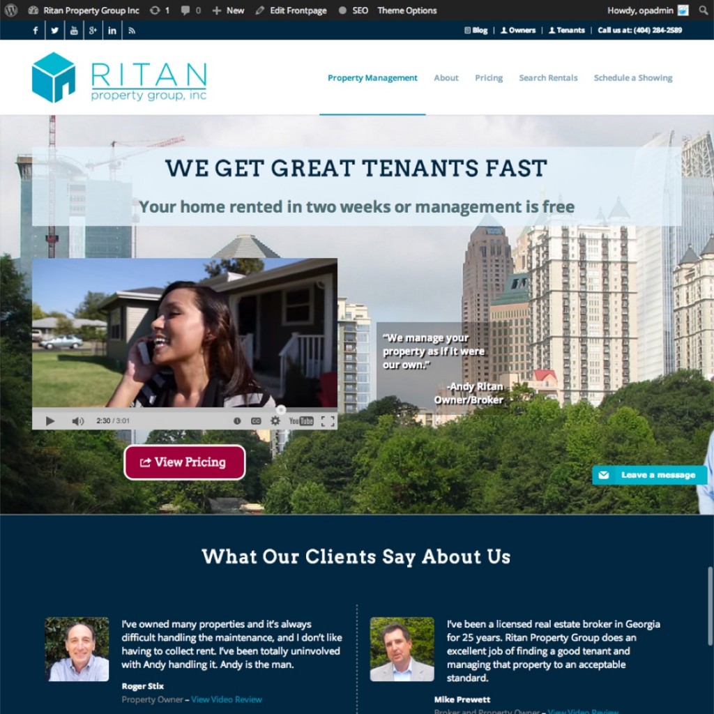 Atlanta Metro Property Management Website Design