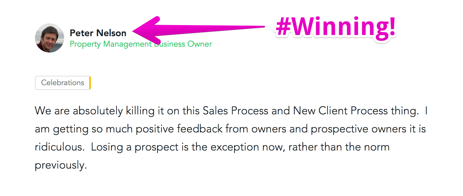 We are absolutely killing it on this Sales Process and New Client Process thing.  I am getting so much positive feedback from o… 2017-06-15 17-57-35
